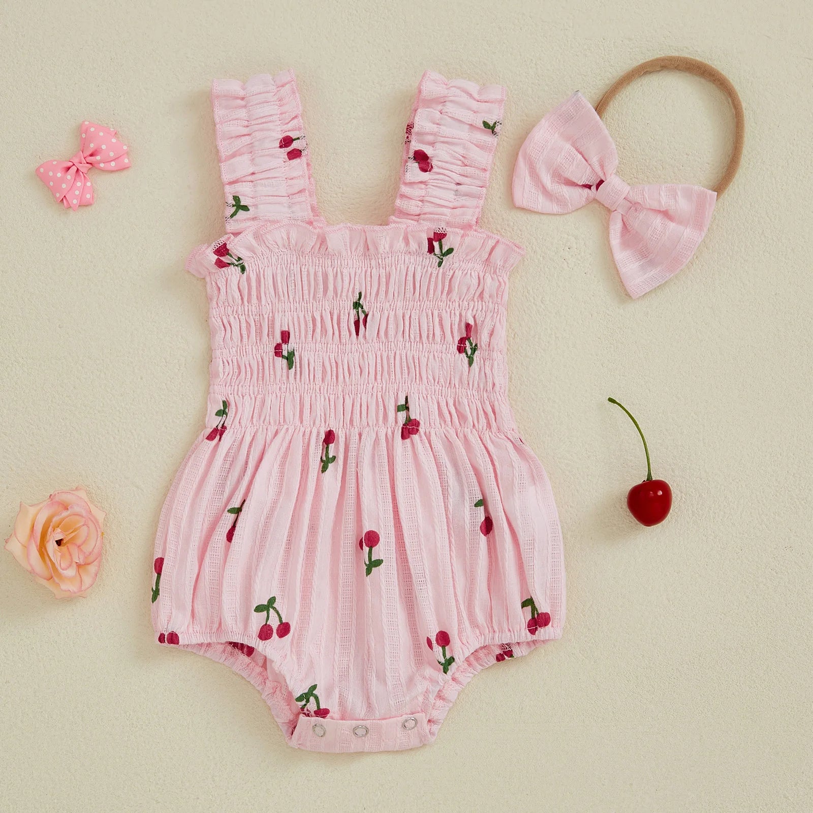 CHERRIES Smocked Romper
