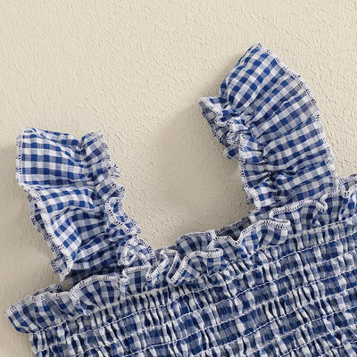 OSEA Smocked Plaid Dress