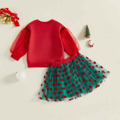MERRY CHRISTMAS Polka Dot Skirt Outfit