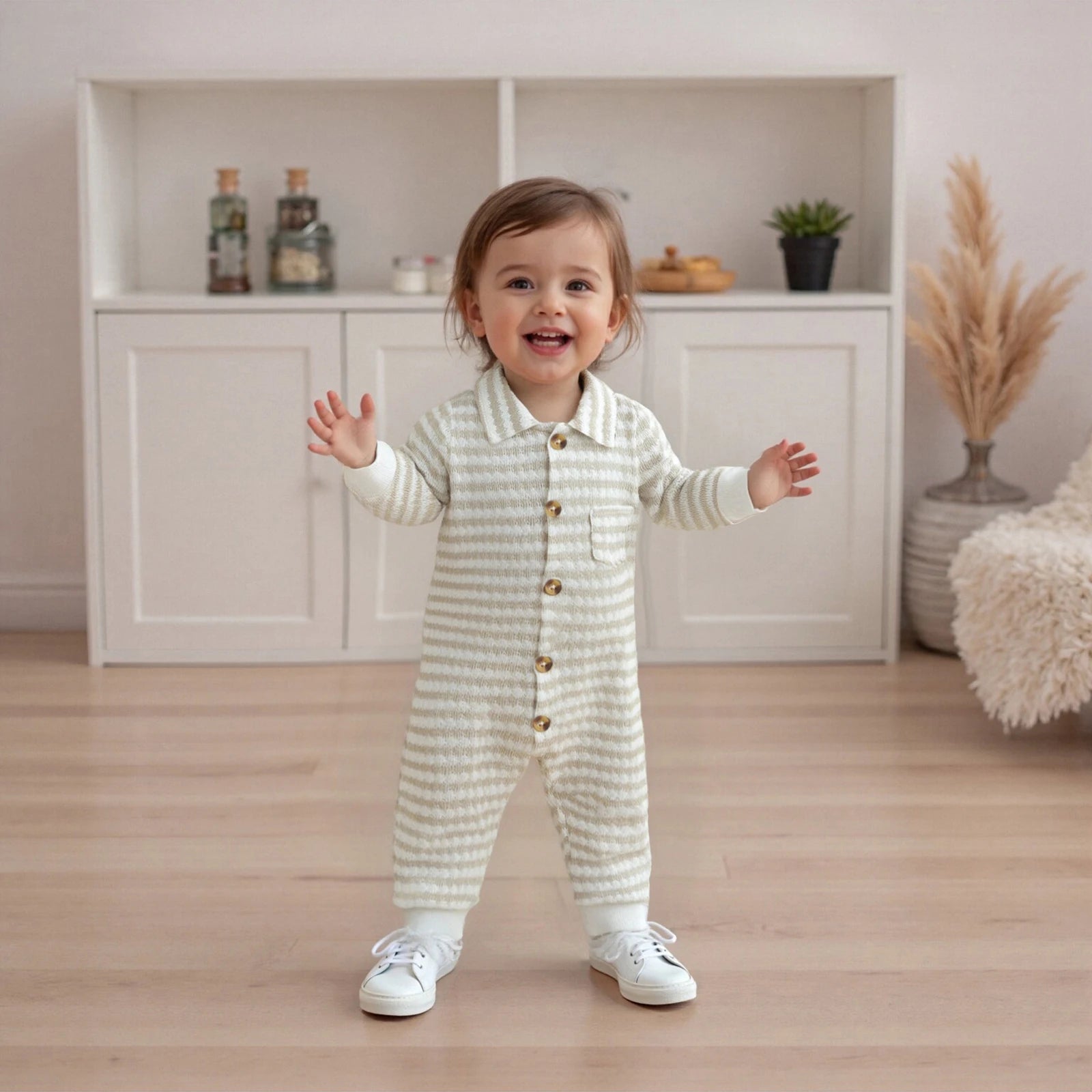 JASPER Striped Collar Jumpsuit