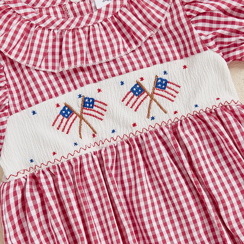 USA FLAG Checkered Romper