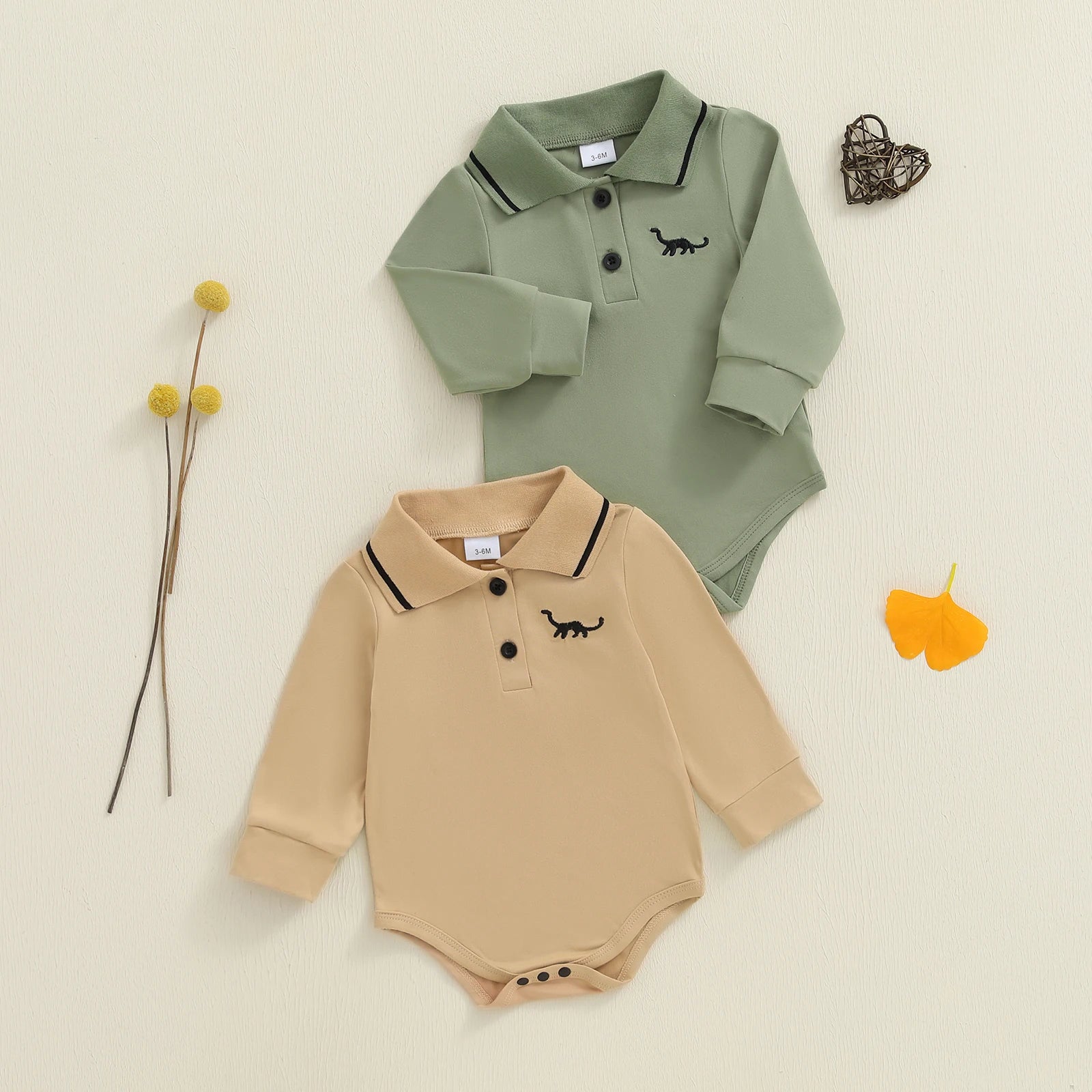 DINOSAUR Polo Long-Sleeve Onesie
