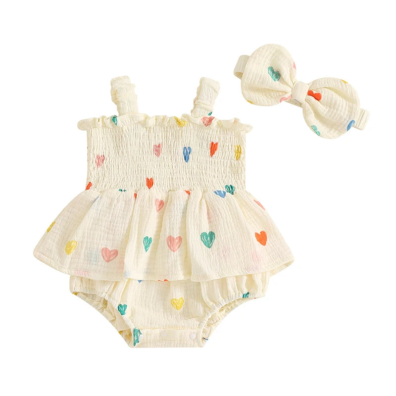HEARTS Smocked Ruffle Romper