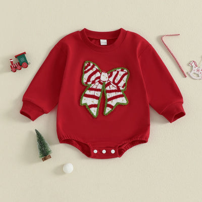 CHRISTMAS BOW Red Romper