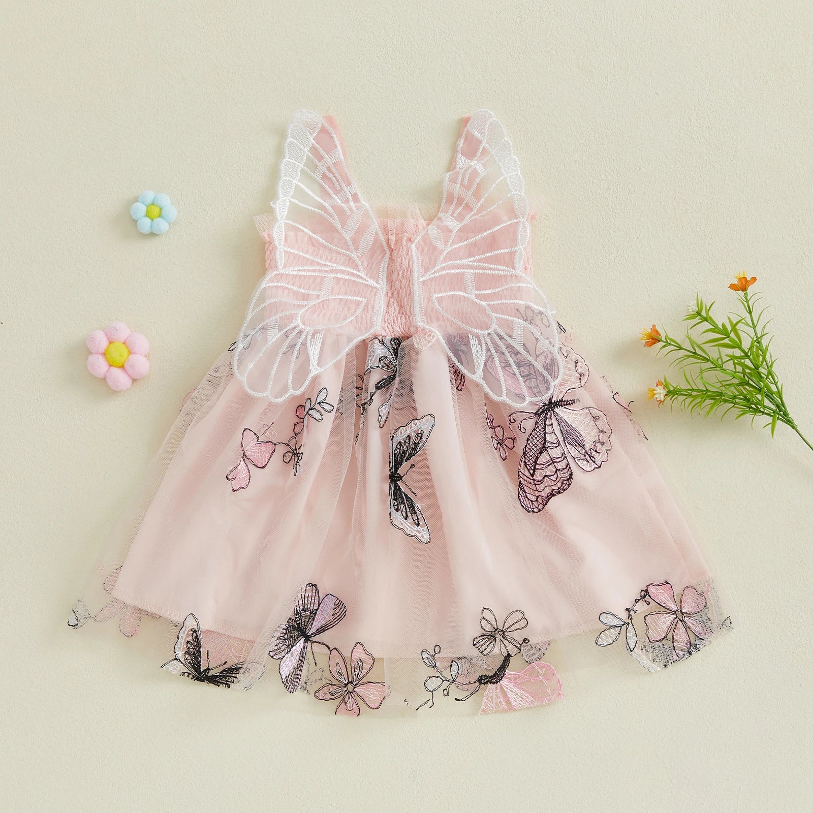 BUTTERFLY Pink Smocked Dress