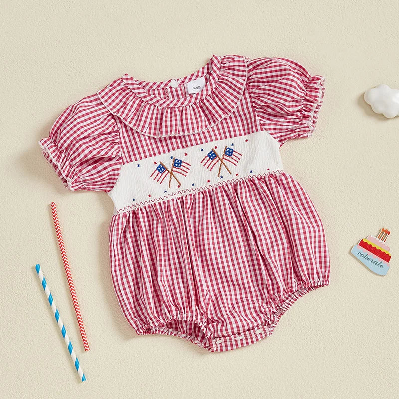 USA FLAG Checkered Romper