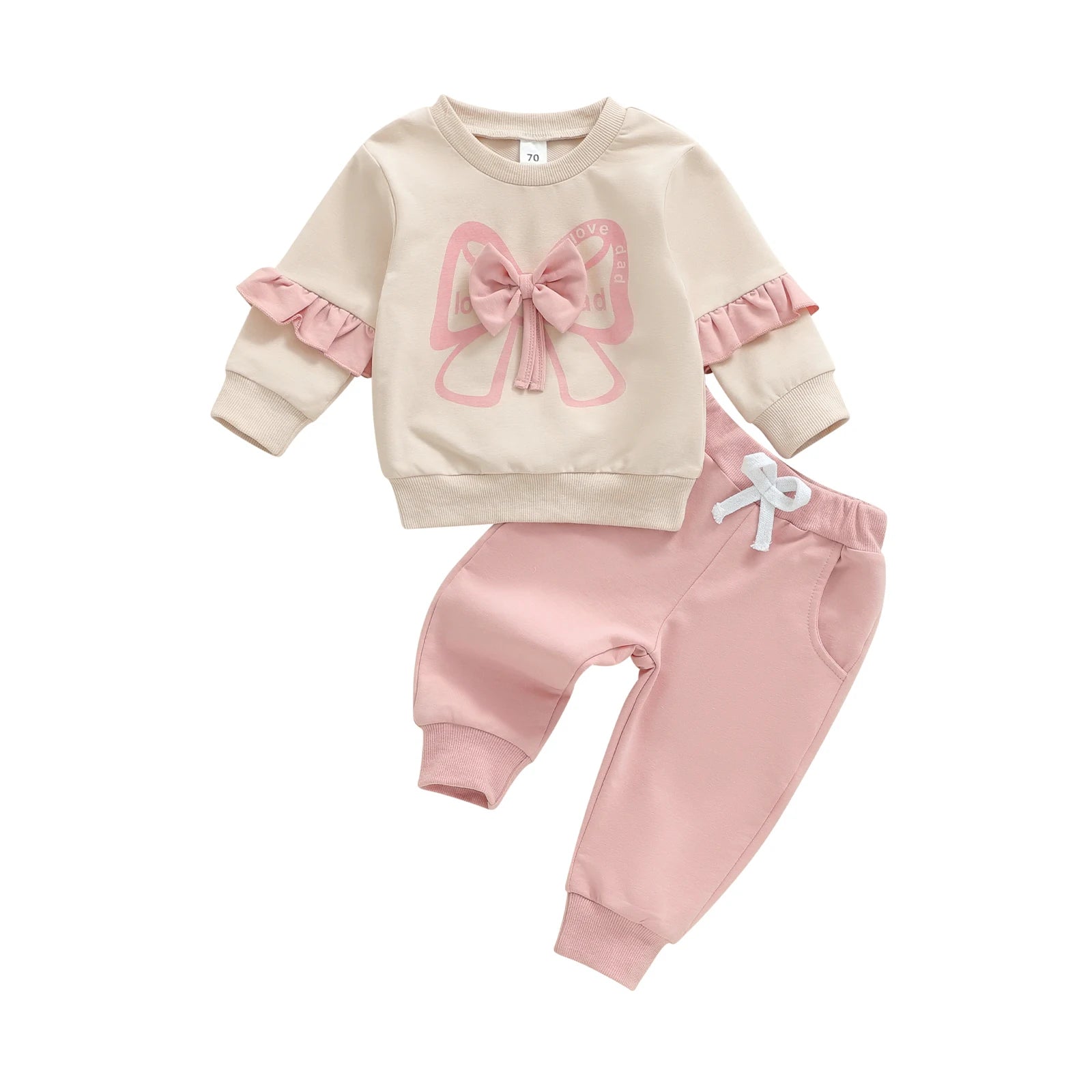 LOVE DAD Pink Bow Ruffle Outfit