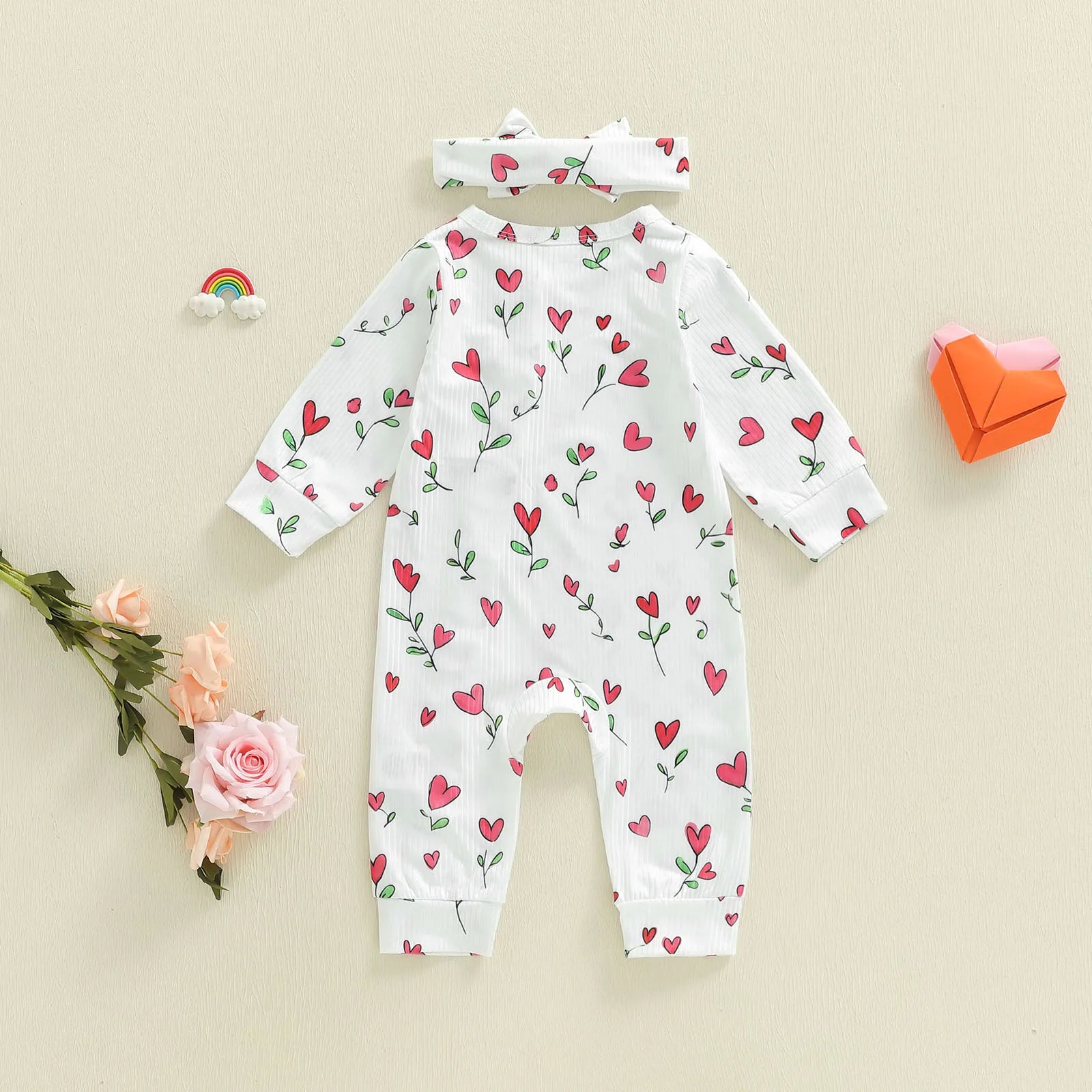 HEART FLOWERS Ruffle Jumpsuit