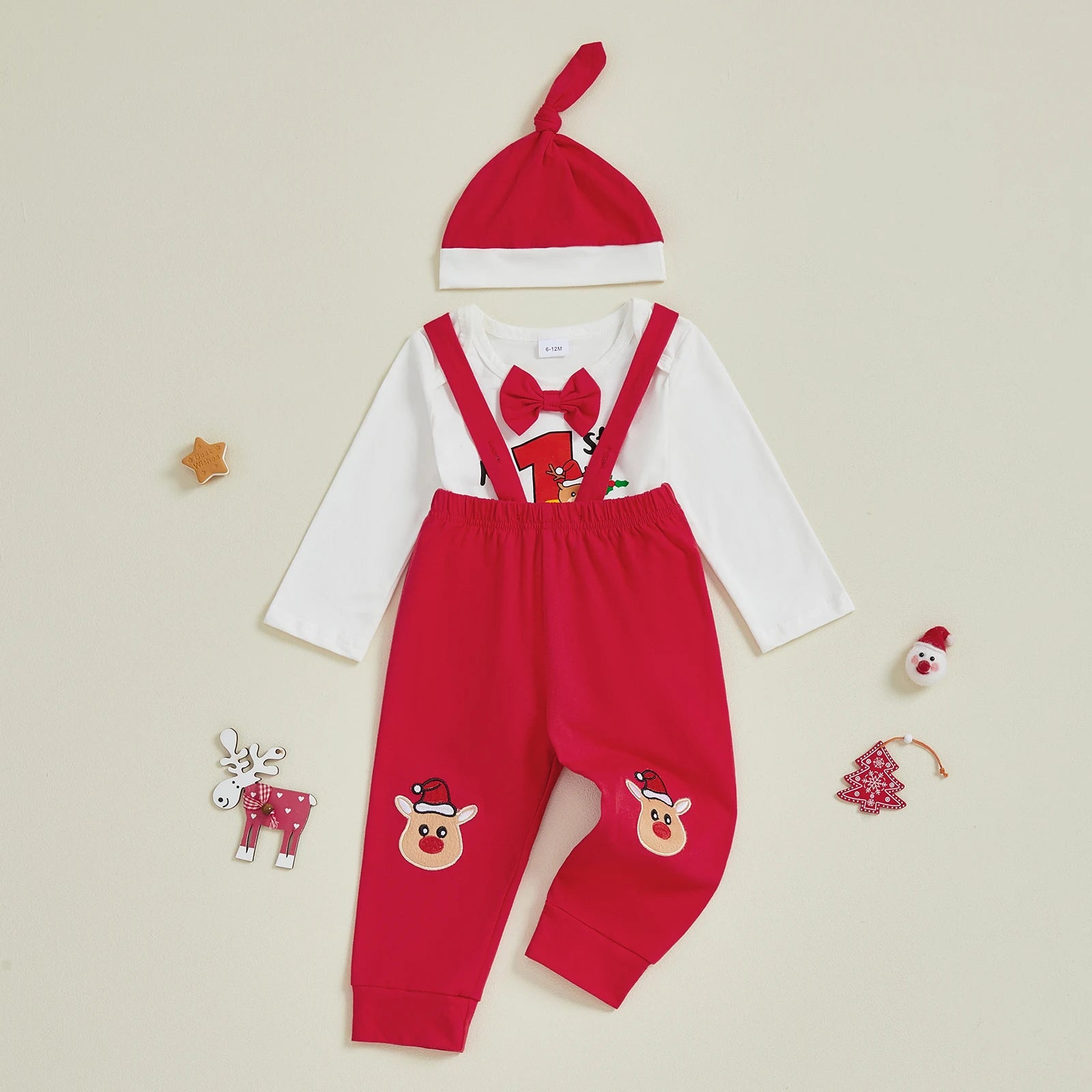 MY 1ST CHRISTMAS Rudolph Overall Outfit