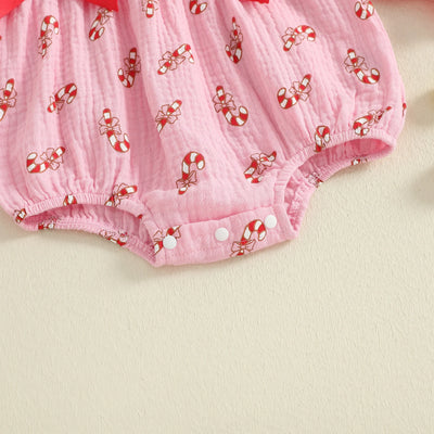CANDY CANE Bowtie Collar Romper
