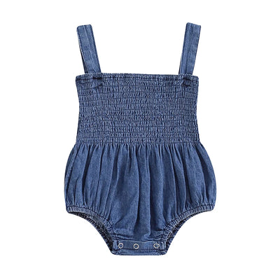 SADIE Smocked Denim Romper