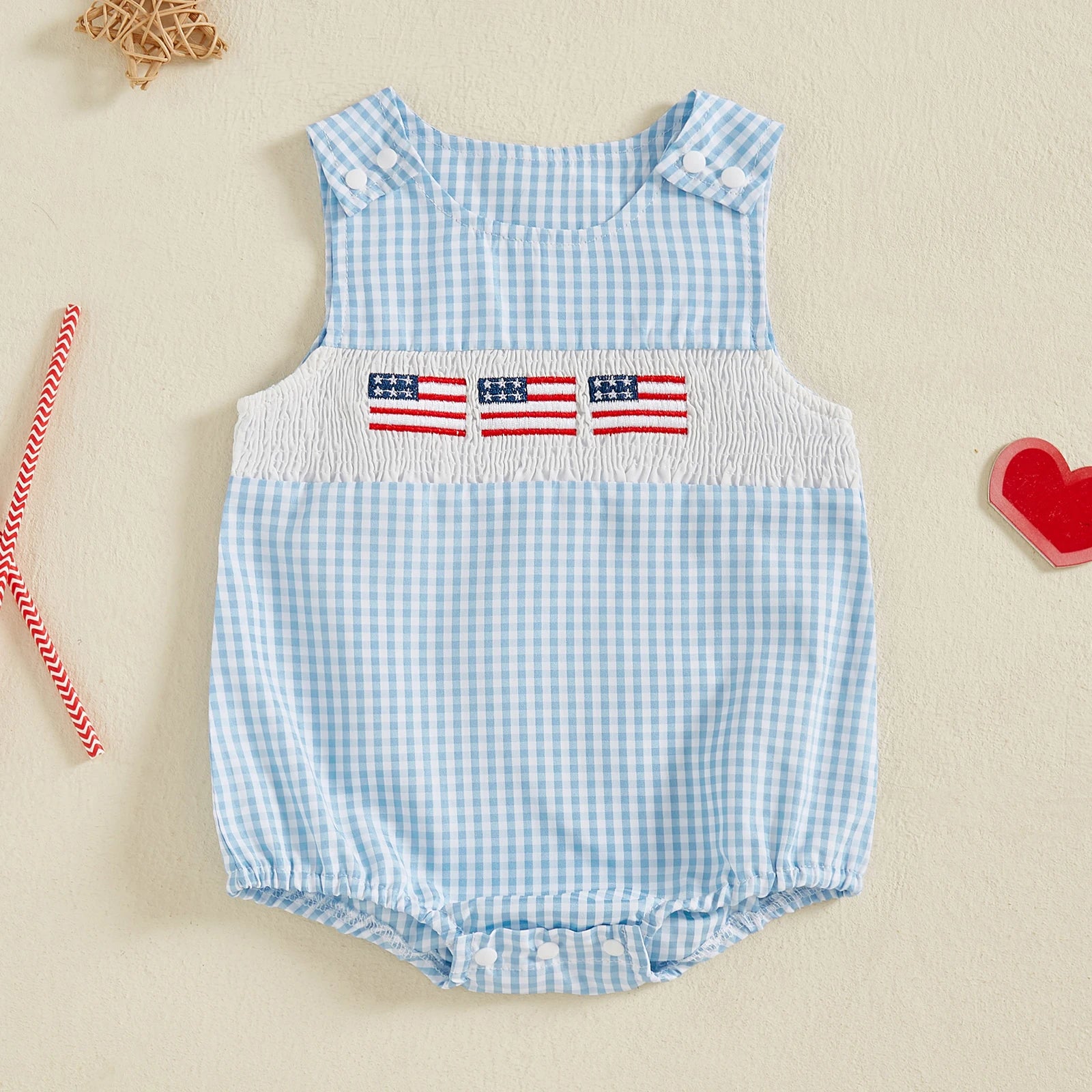 USA Checkered Romper