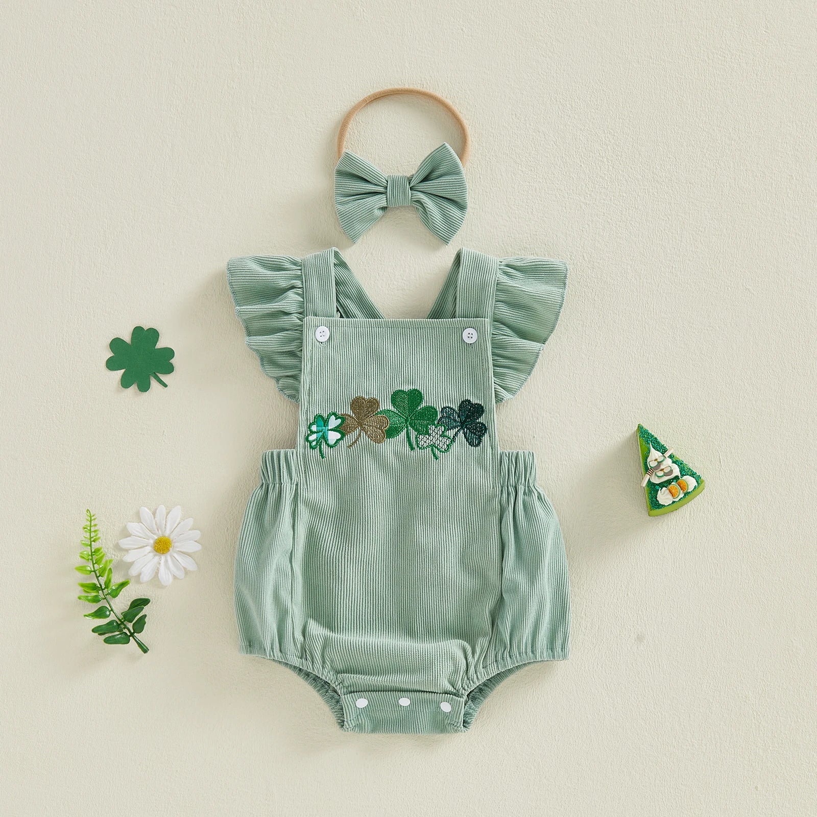 CLOVER Corduroy Ruffle Romper