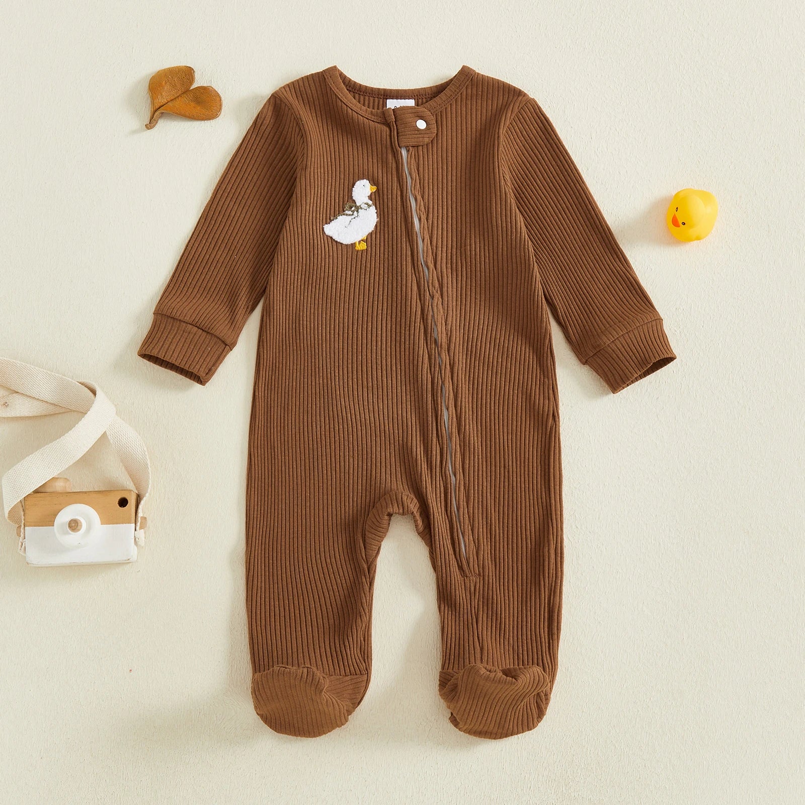 SLEEPY HEAD Ribbed Footed Jumpsuit