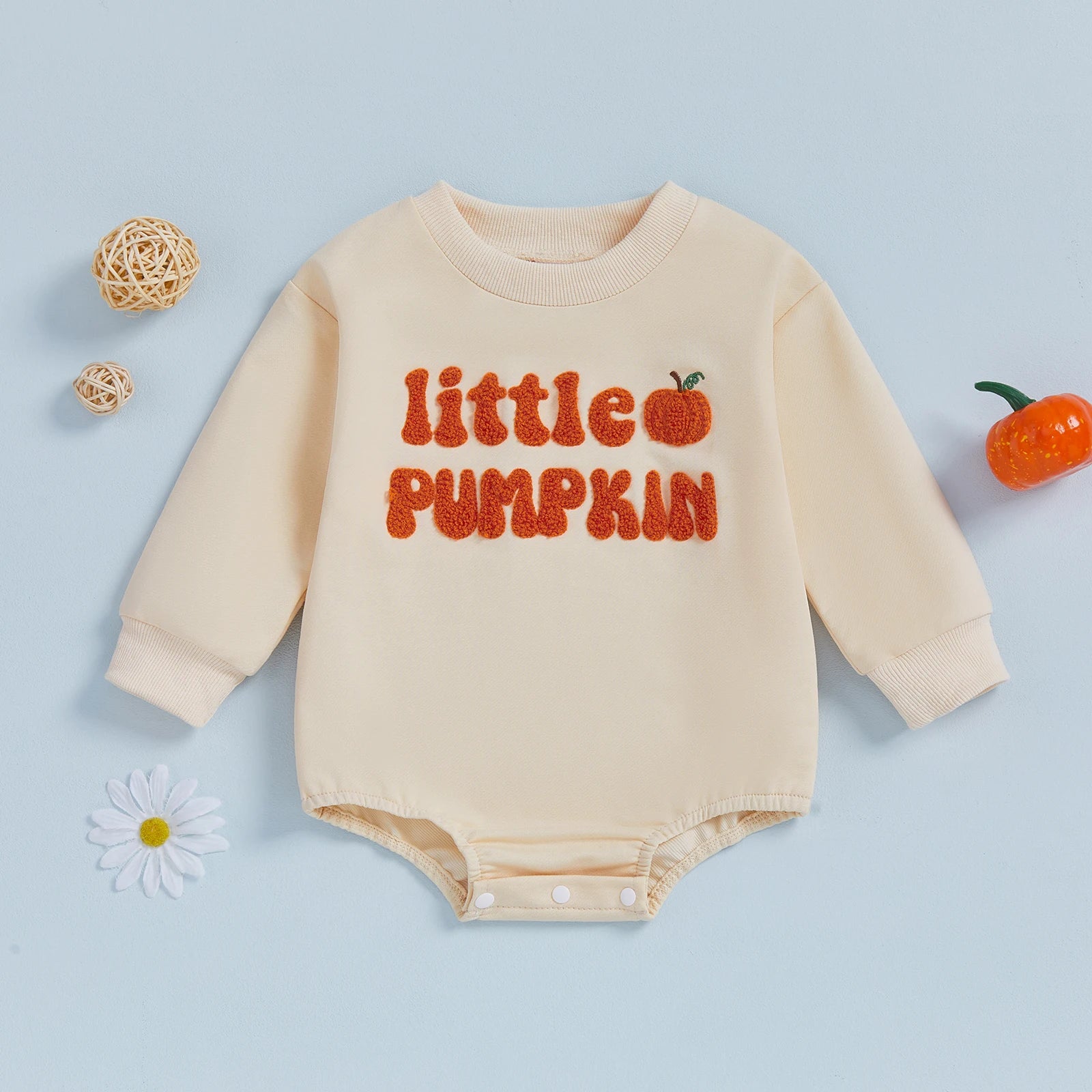 LITTLE PUMPKIN Plush Long-Sleeve Onesie