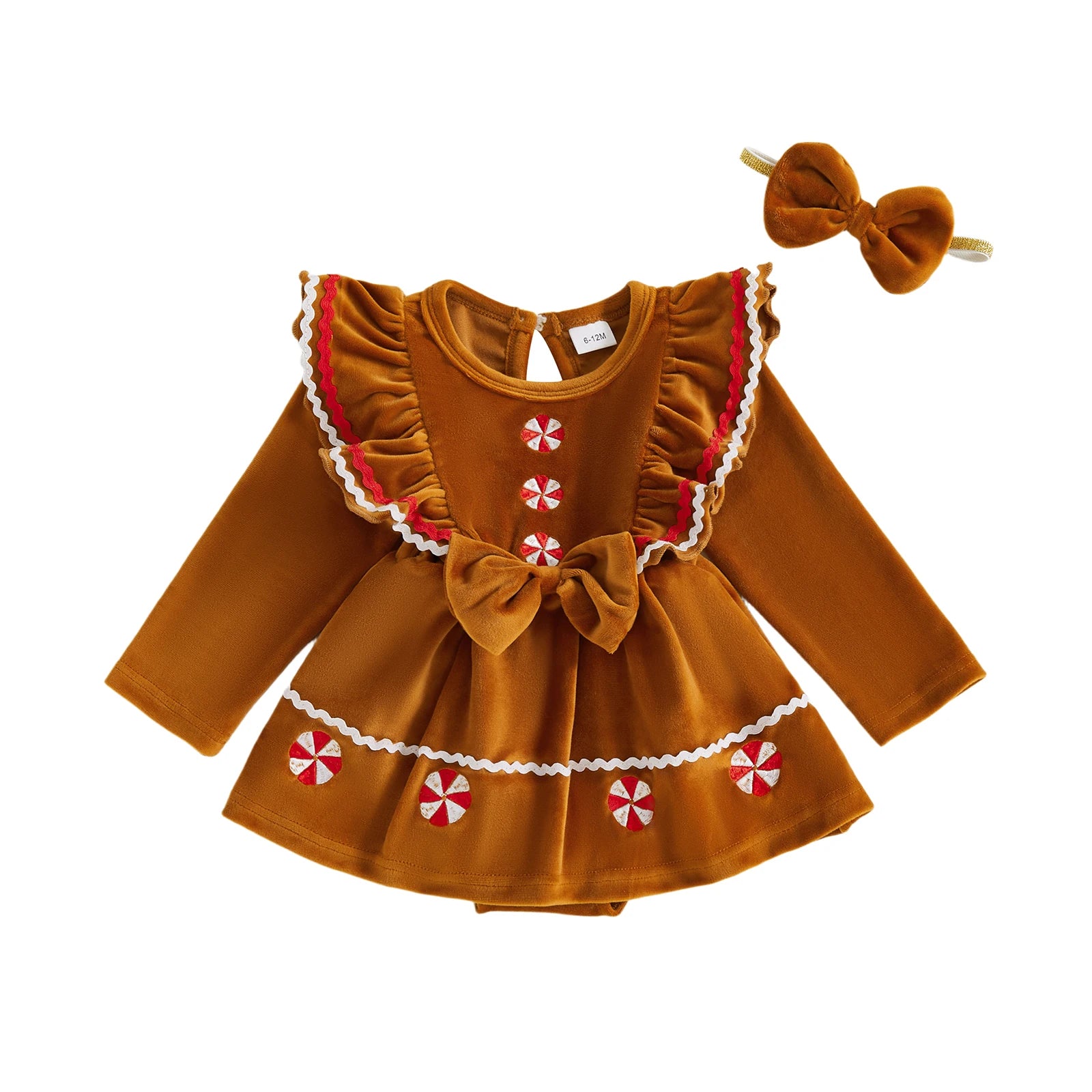 GINGERBREAD GIRL Velvet Romper Dress