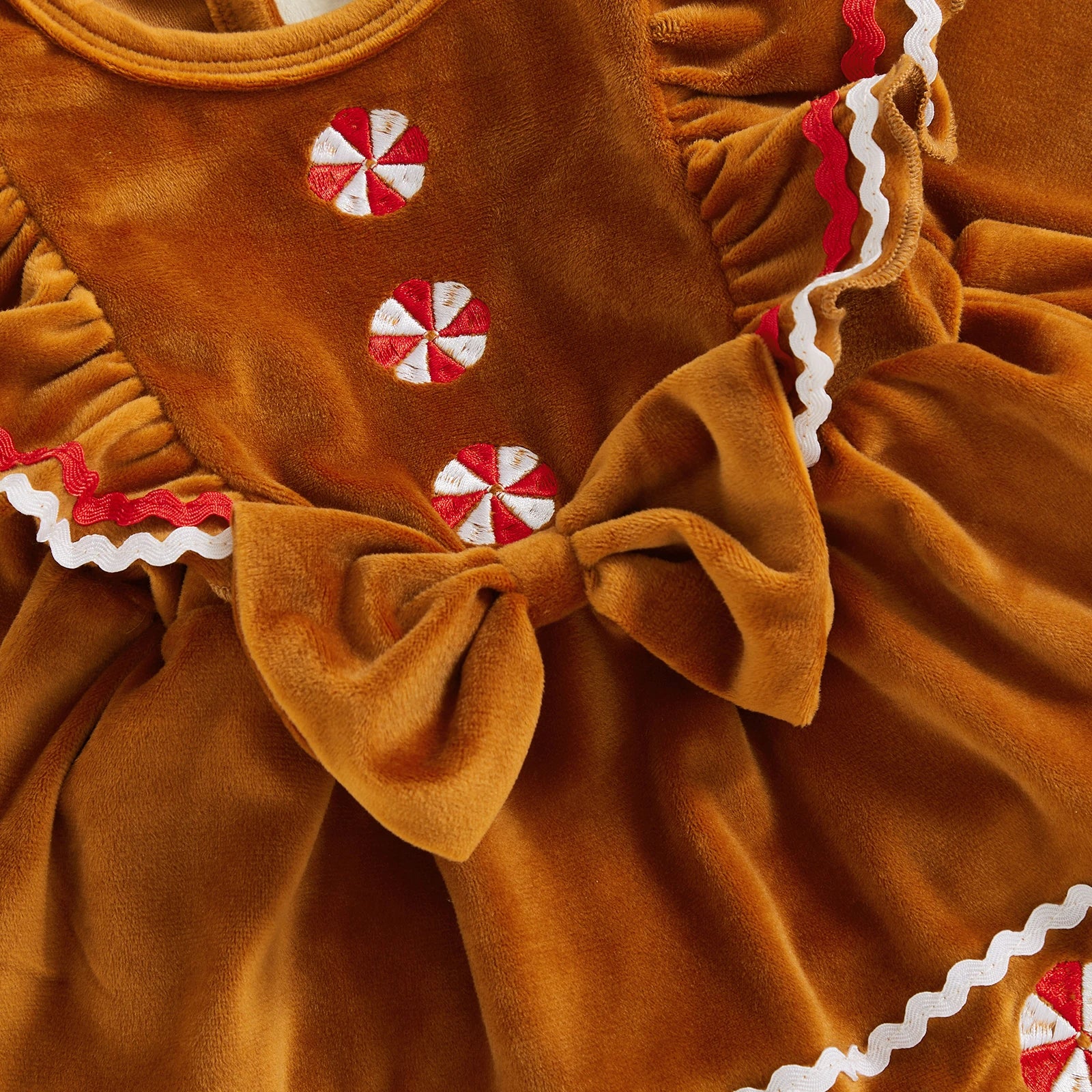 GINGERBREAD GIRL Velvet Romper Dress