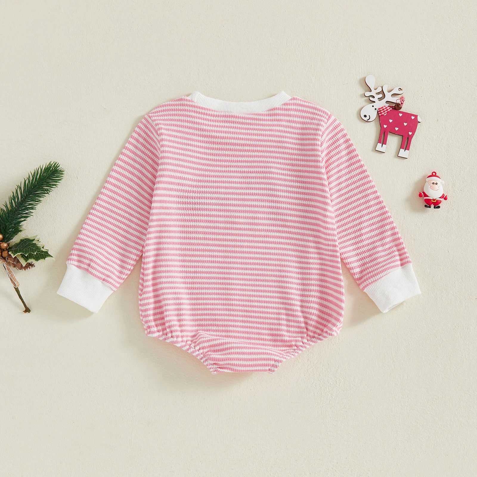 XMAS Striped Long-Sleeve Romper