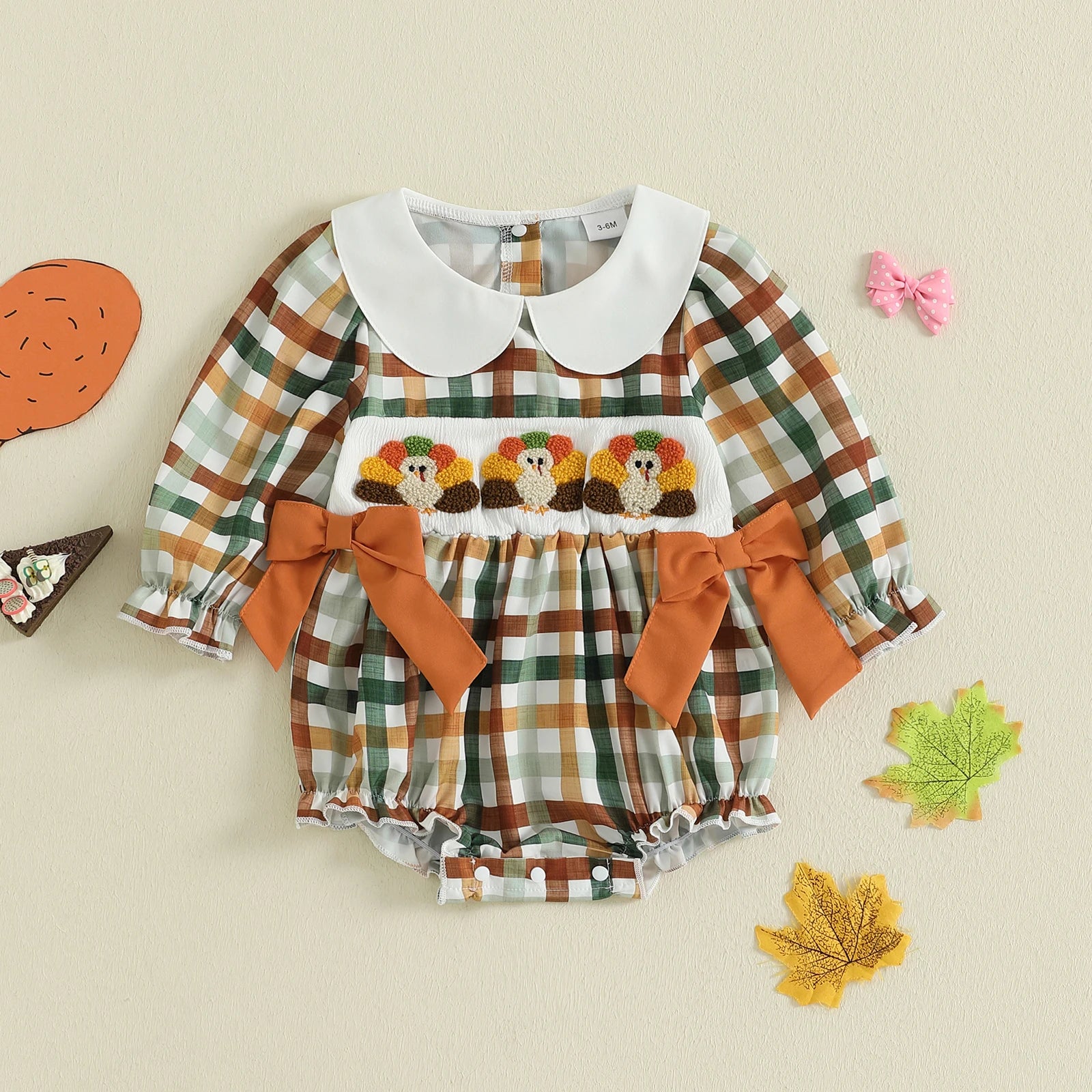 TURKEY Plaid Bowtie Romper