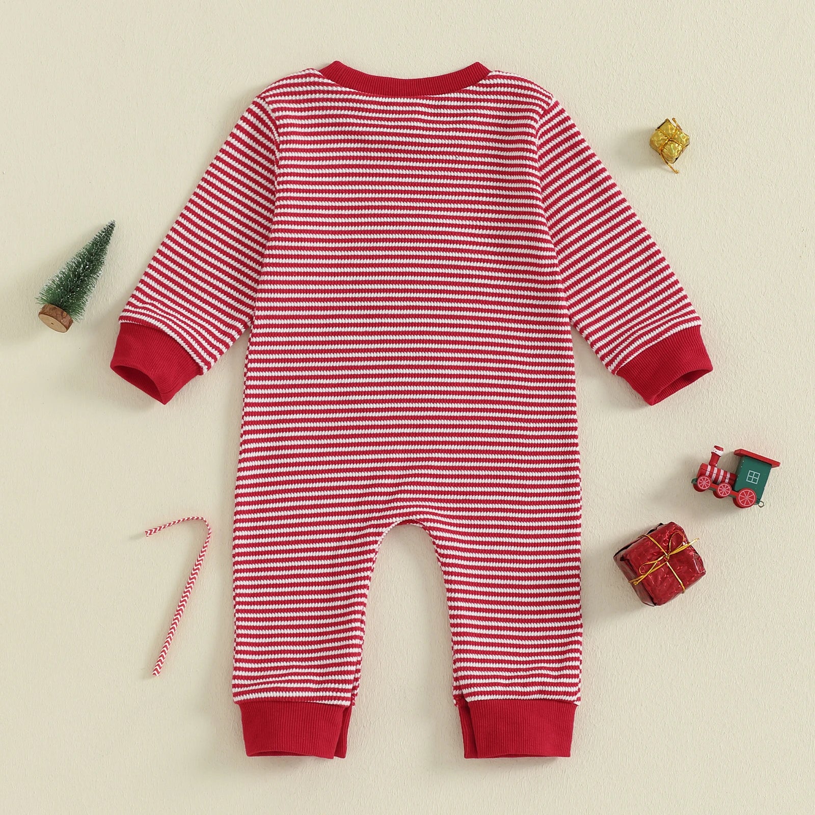 GINGERBREAD MAN Striped Red Jumpsuit