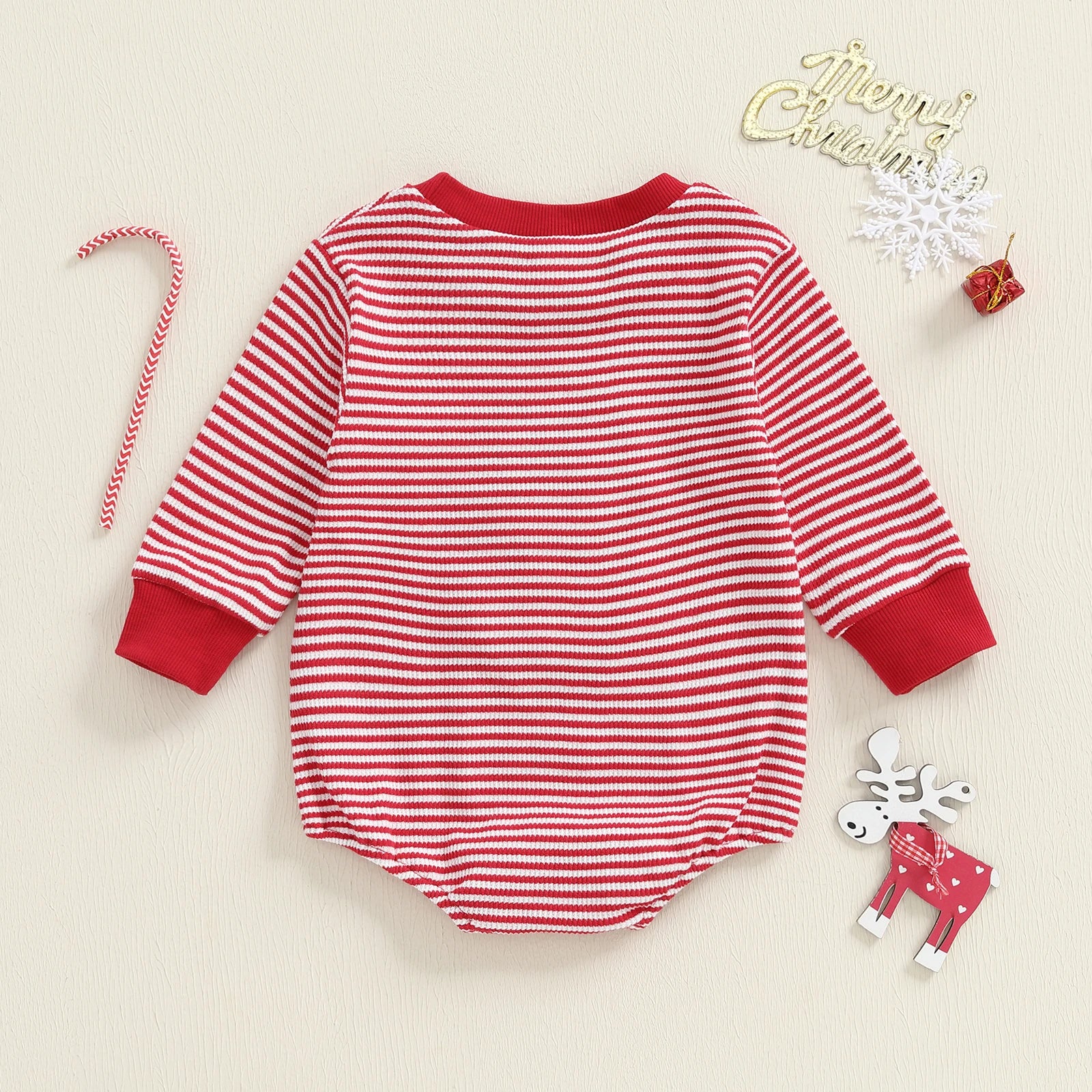 LITTLE RUDOLPH Striped Long-Sleeve Onesie