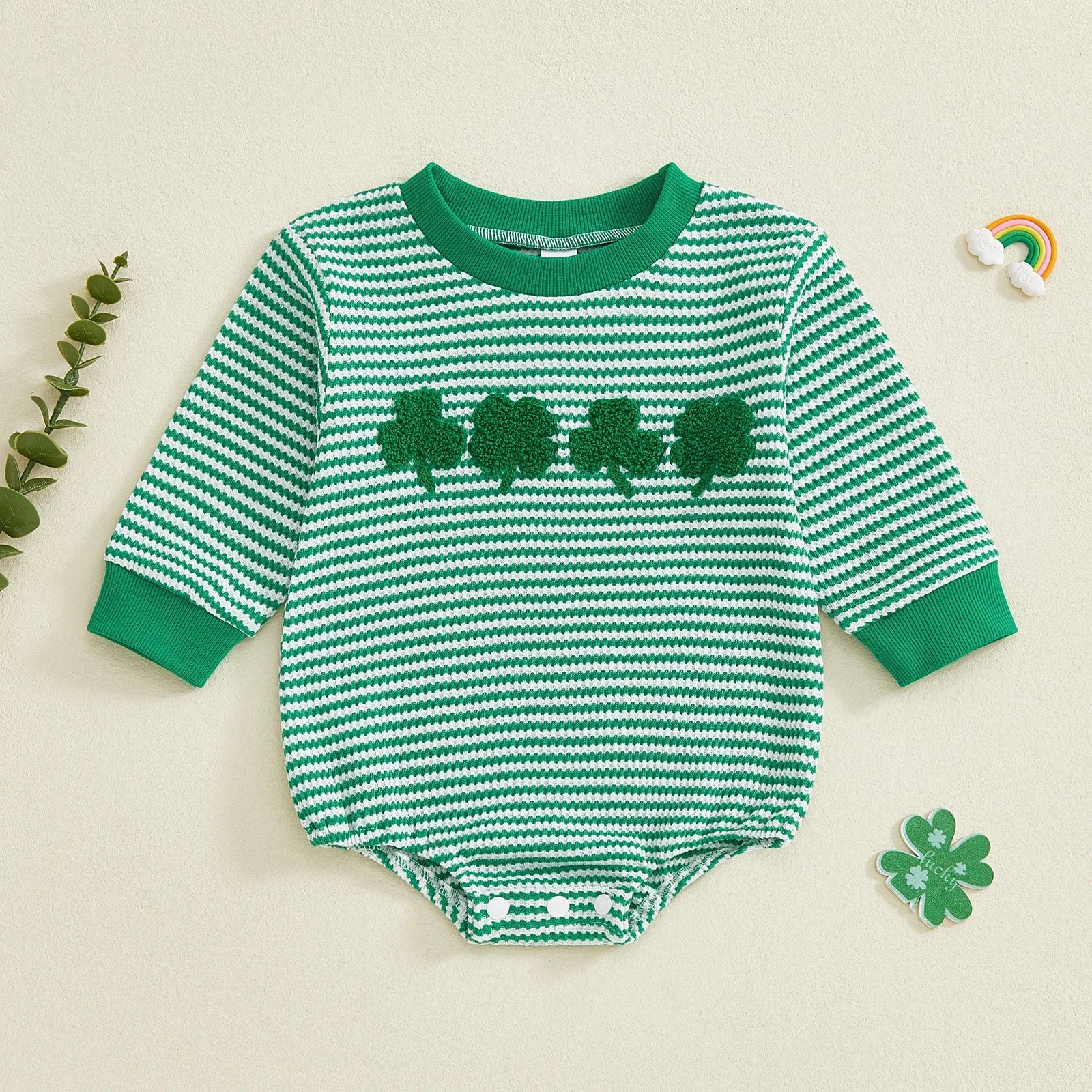 CLOVER Waffle Knit Long-Sleeve Romper