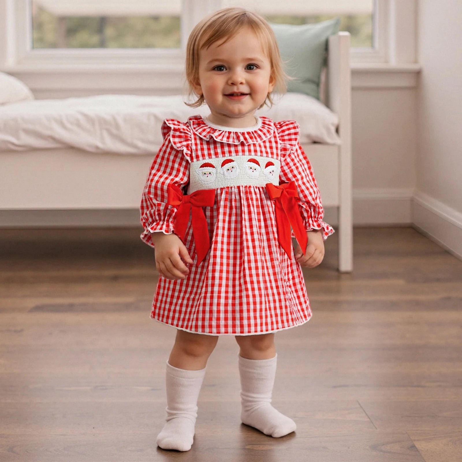 SANTA Plaid Bowtie Dress