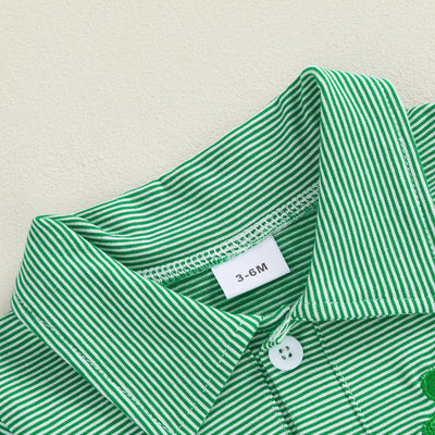 LUCKY CLOVER Striped Collar Romper