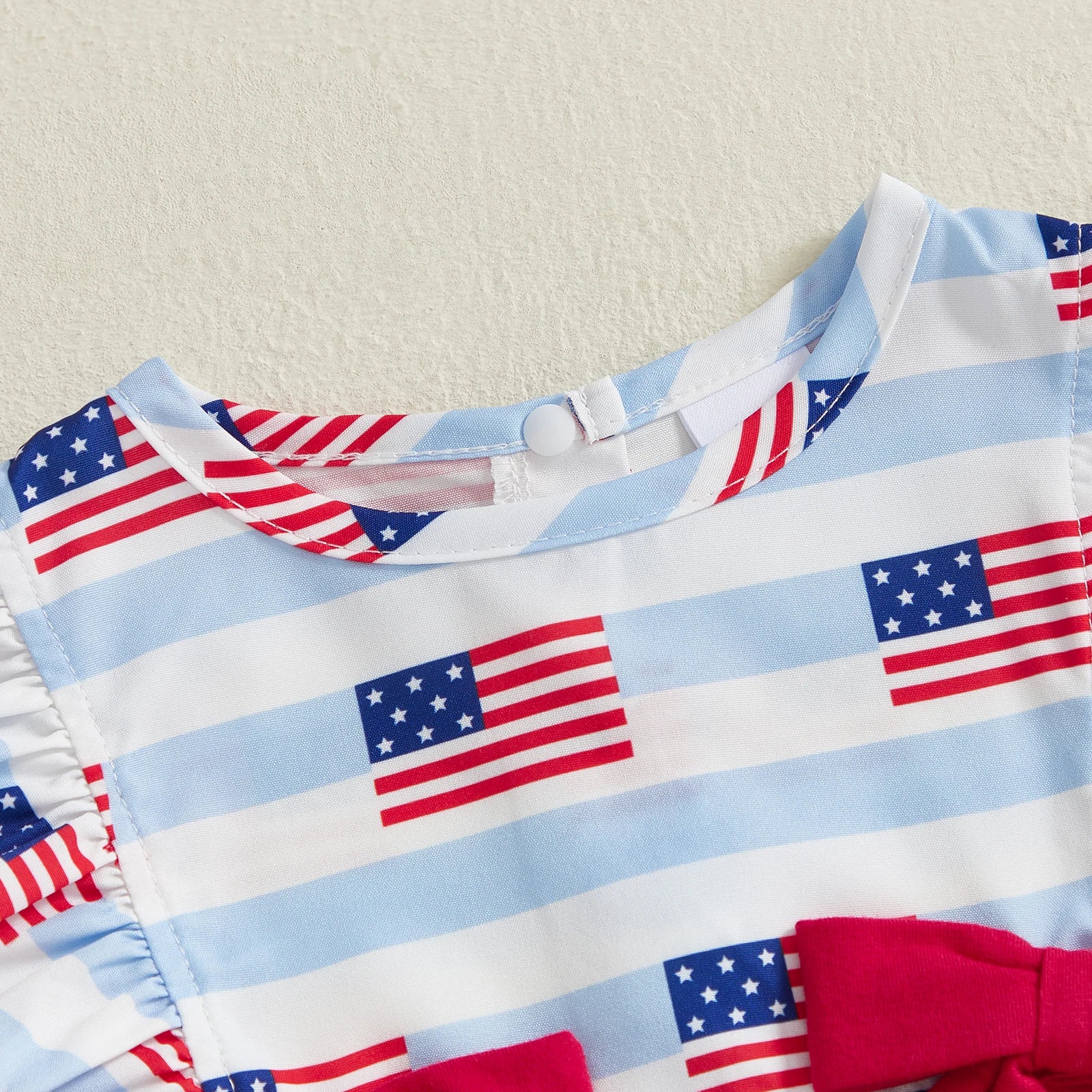 USA FLAGS Red Bowtie Romper