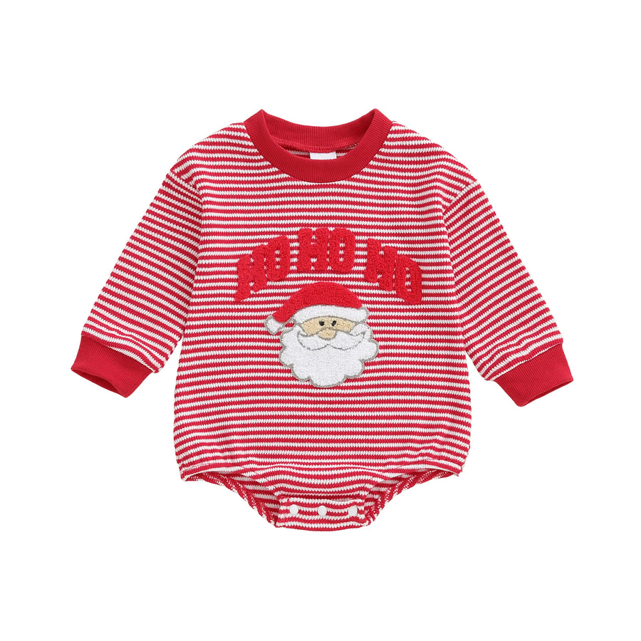 HO HO HO Striped Long-Sleeve Onesie