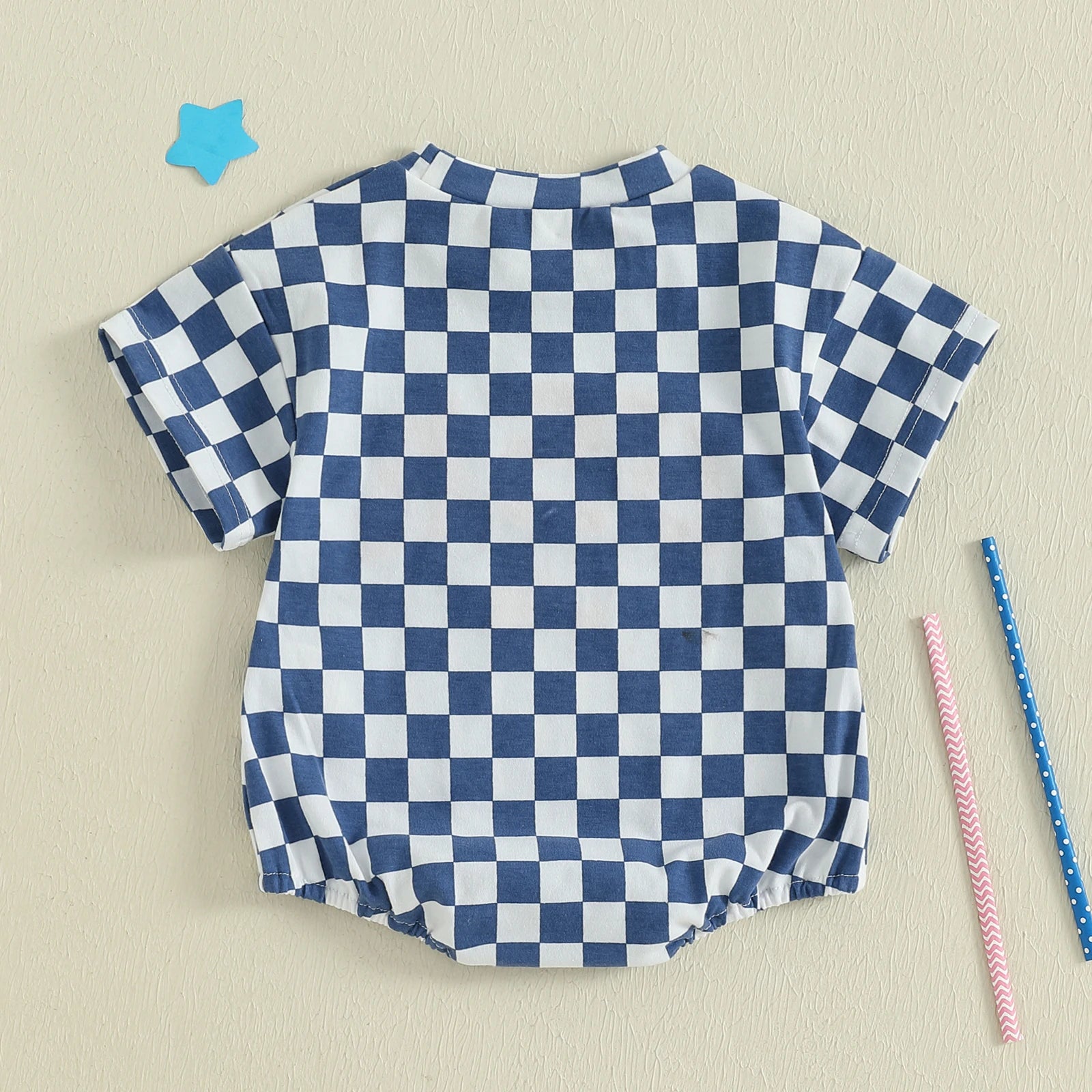 USA Checkered Blue T-Shirt Onesie
