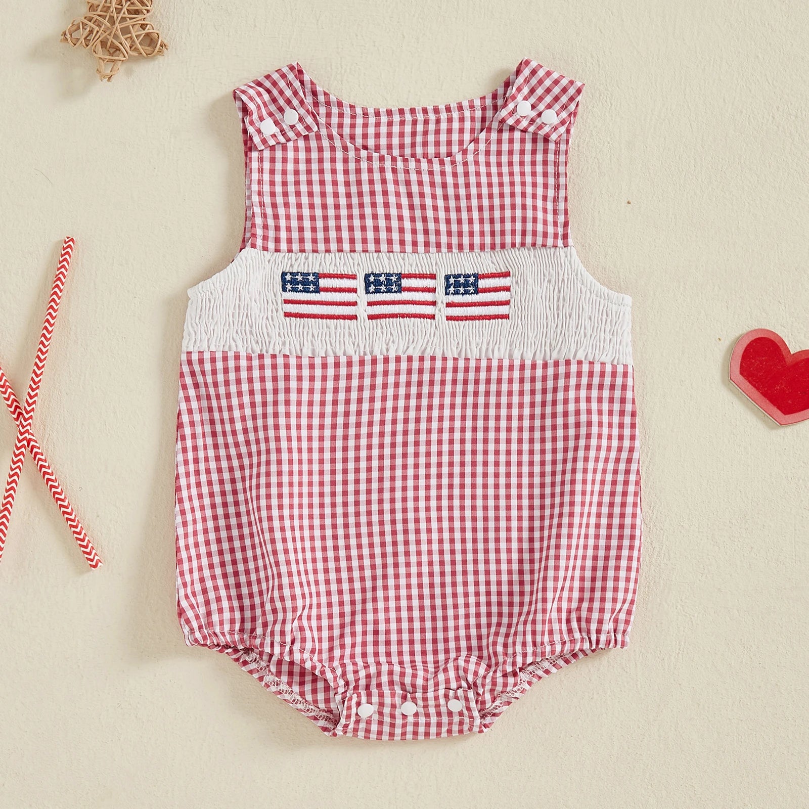 USA Checkered Romper
