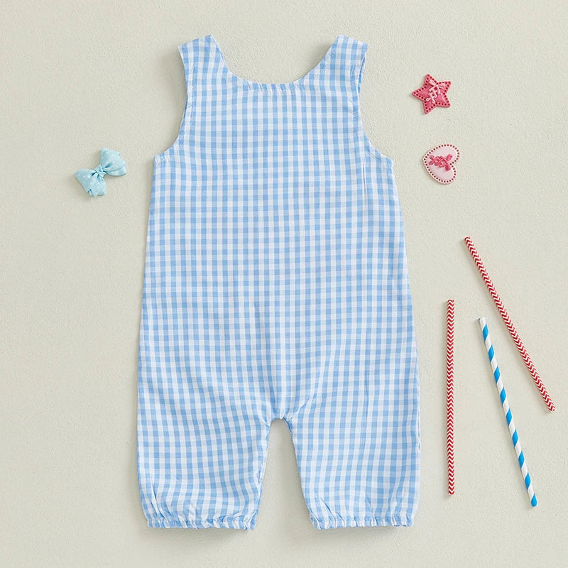 MY FIRST 4TH OF JULY Checkered Jumpsuit