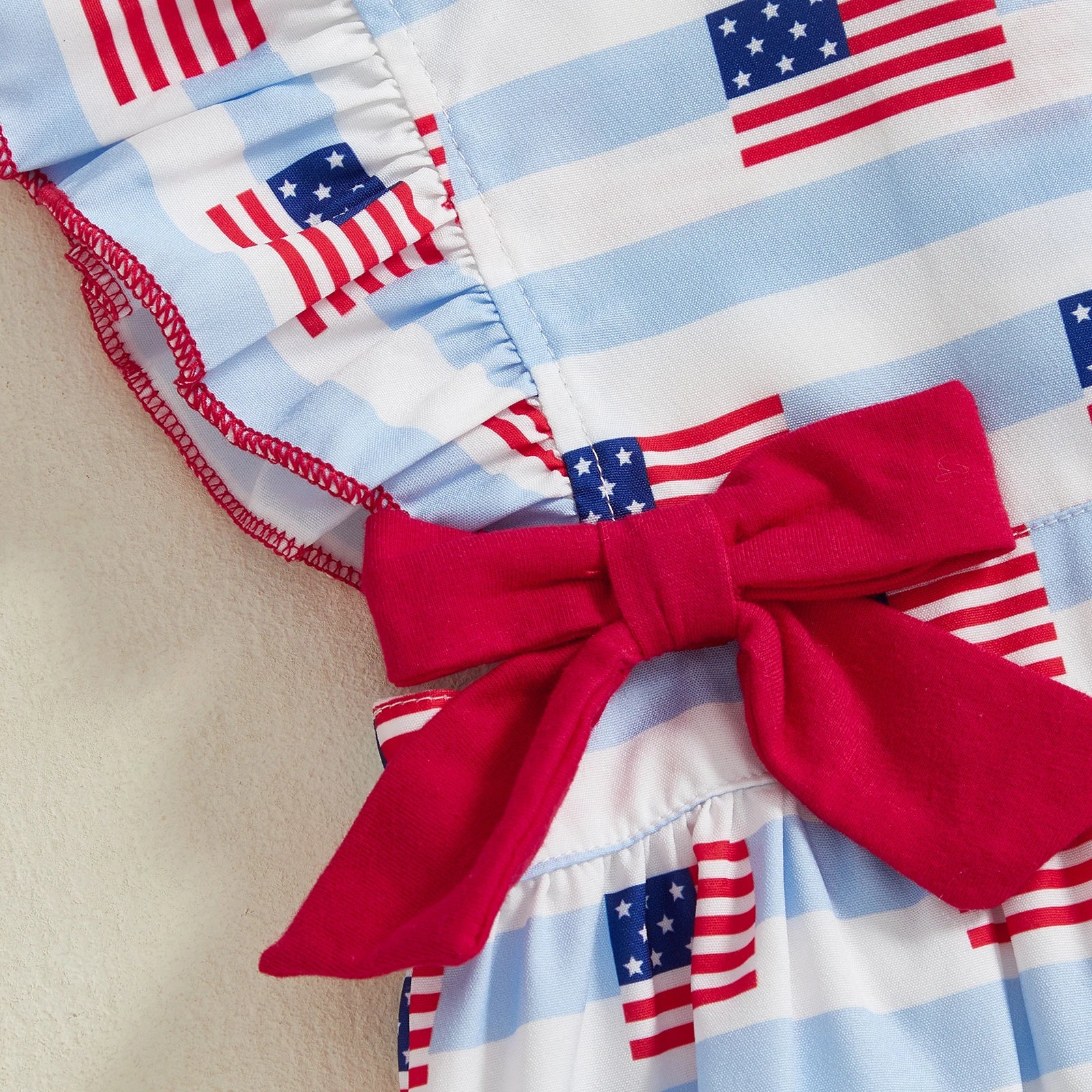 USA FLAGS Red Bowtie Romper