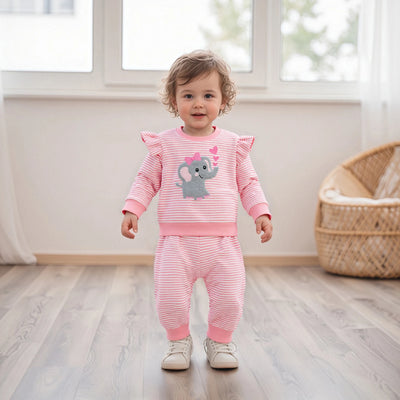 ELEPHANT Pink Striped Ruffle Outfit