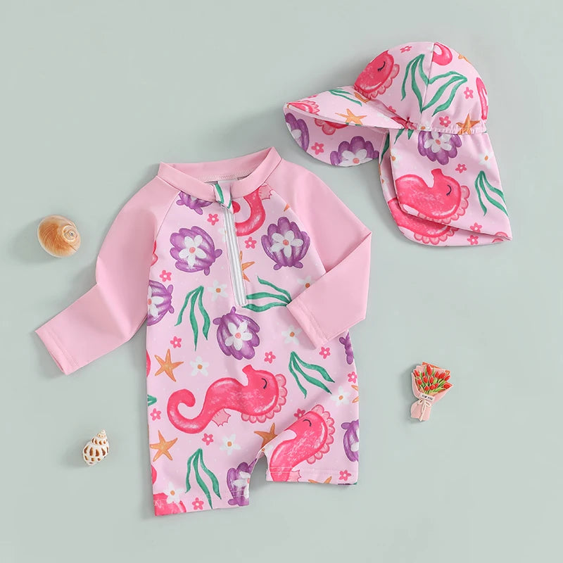 SEAHORSE Swimsuit with Sun Hat