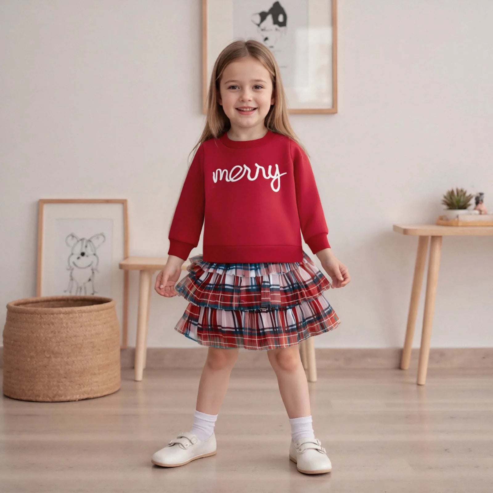 MERRY Plaid Layered Skirt Outfit