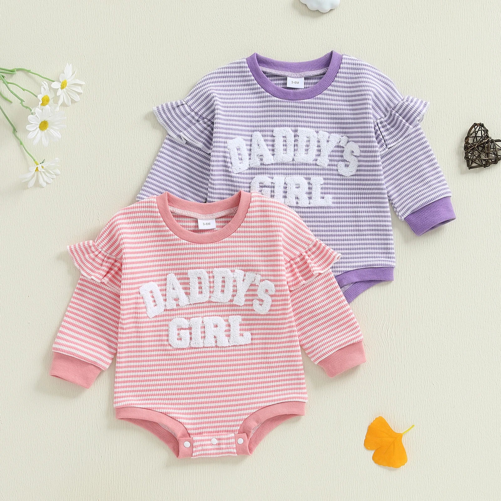 DADDY'S GIRL Striped Ruffle Romper