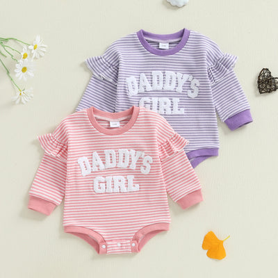 DADDY'S GIRL Striped Ruffle Romper