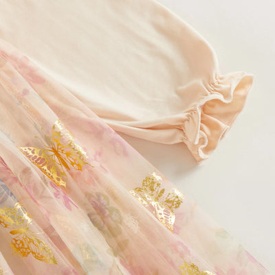 GOLDEN BUTTERFLIES Layered Dress