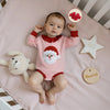 SANTA Striped Ruffle Collar Long-Sleeve Onesie