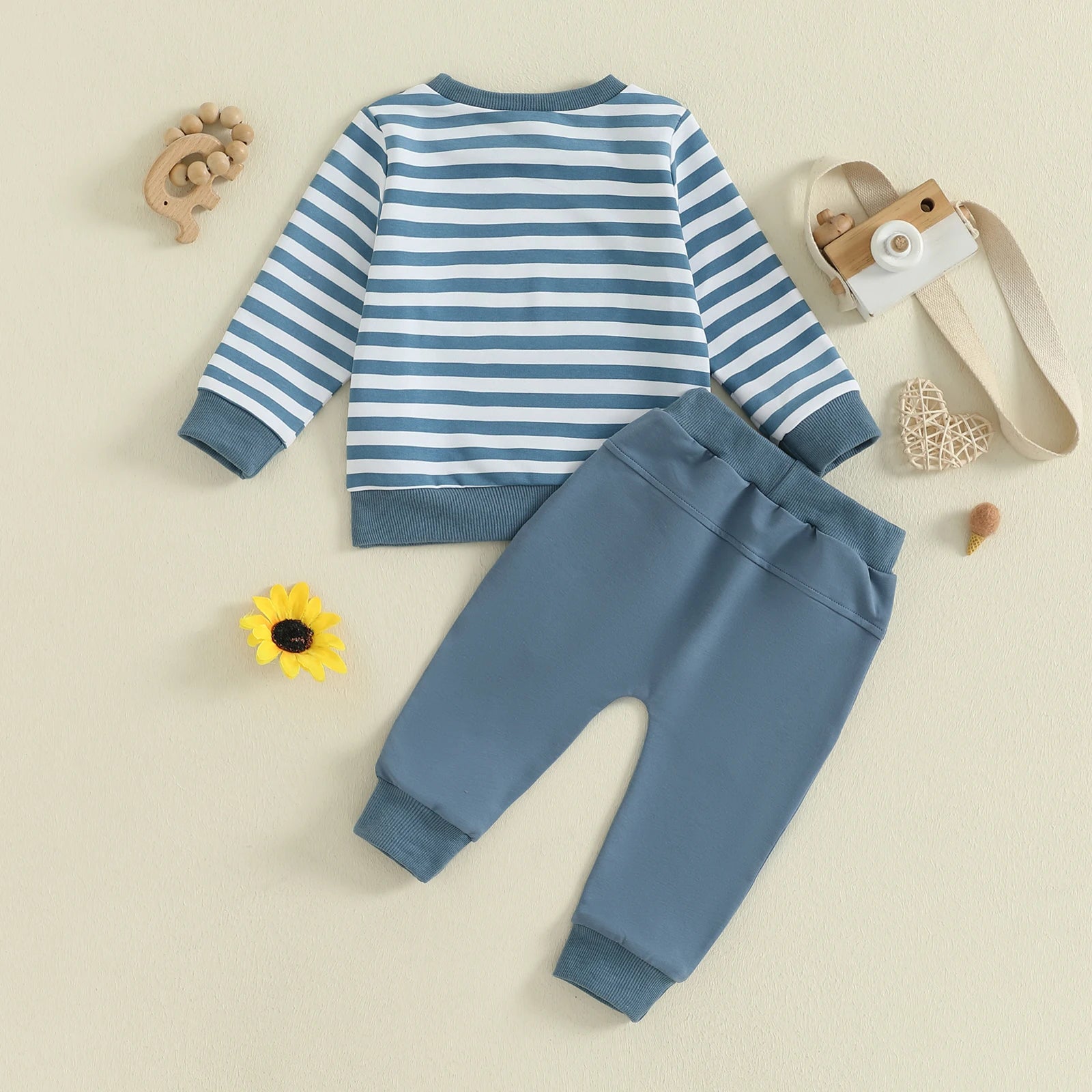 MAMA'S BOY Striped Blue Outfit