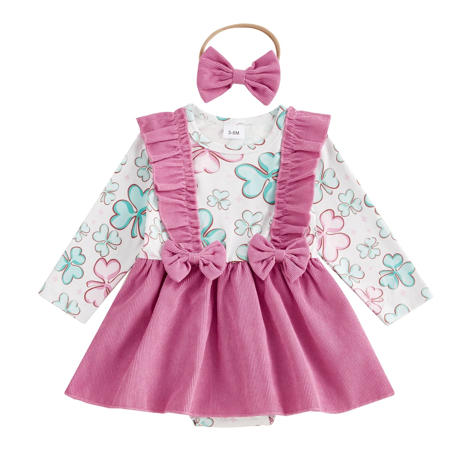 CLOVER Corduroy Bowtie Romper Dress