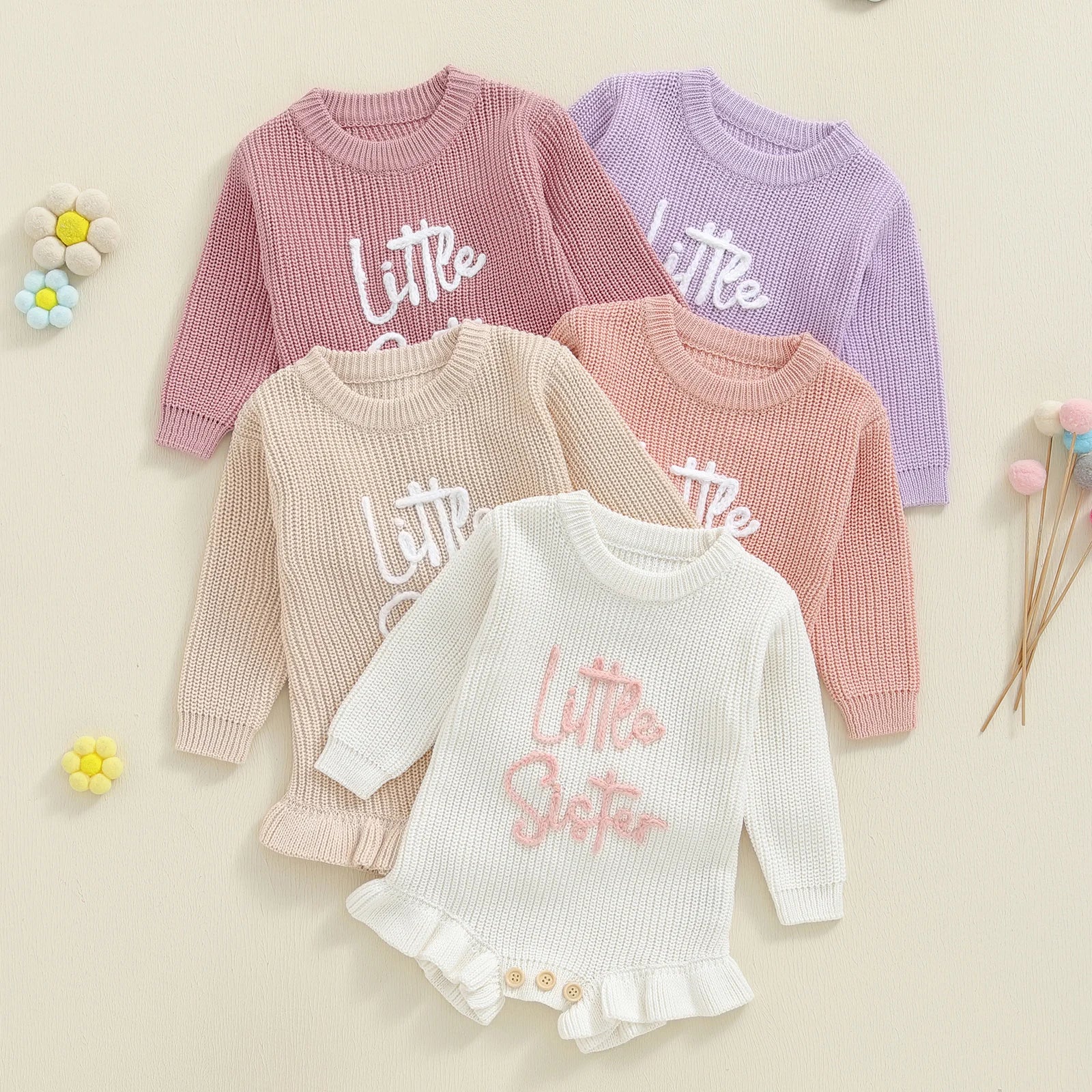 LITTLE SISTER Knitted Ruffle Romper