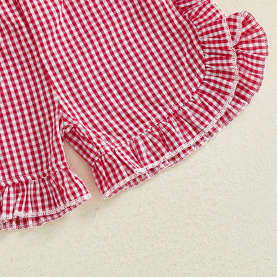 LITTLE HEARTS Checkered Ruffle Shorts Outfit
