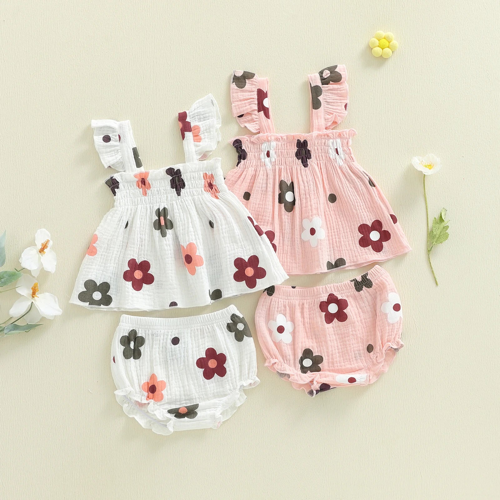 FLOWERS Smocked Summer Outfit