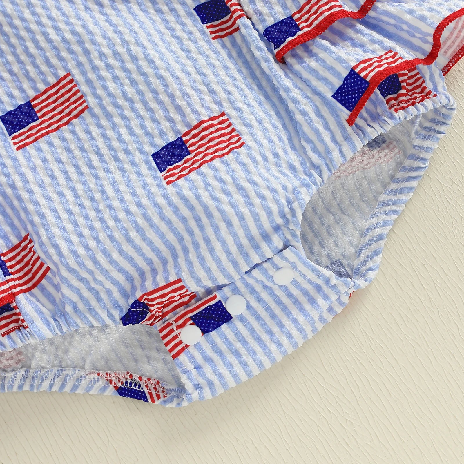 USA FLAG Ruffle Muslin Romper
