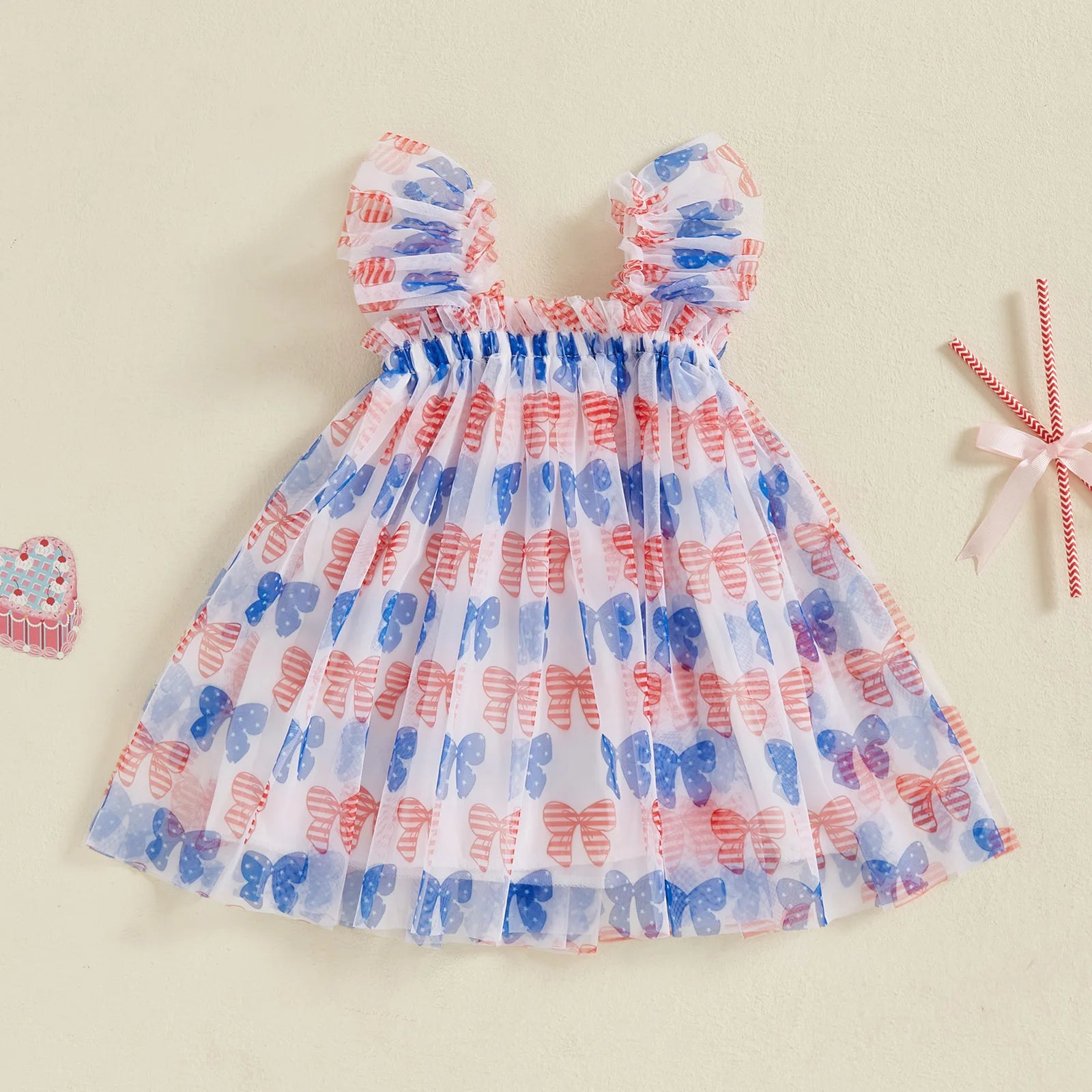 RED, WHITE & BLUE Bowtie Tulle Dress