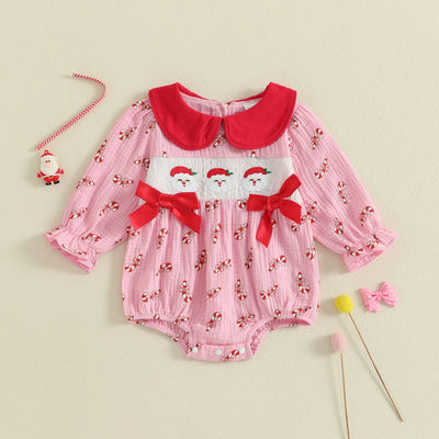 CANDY CANE Bowtie Collar Romper
