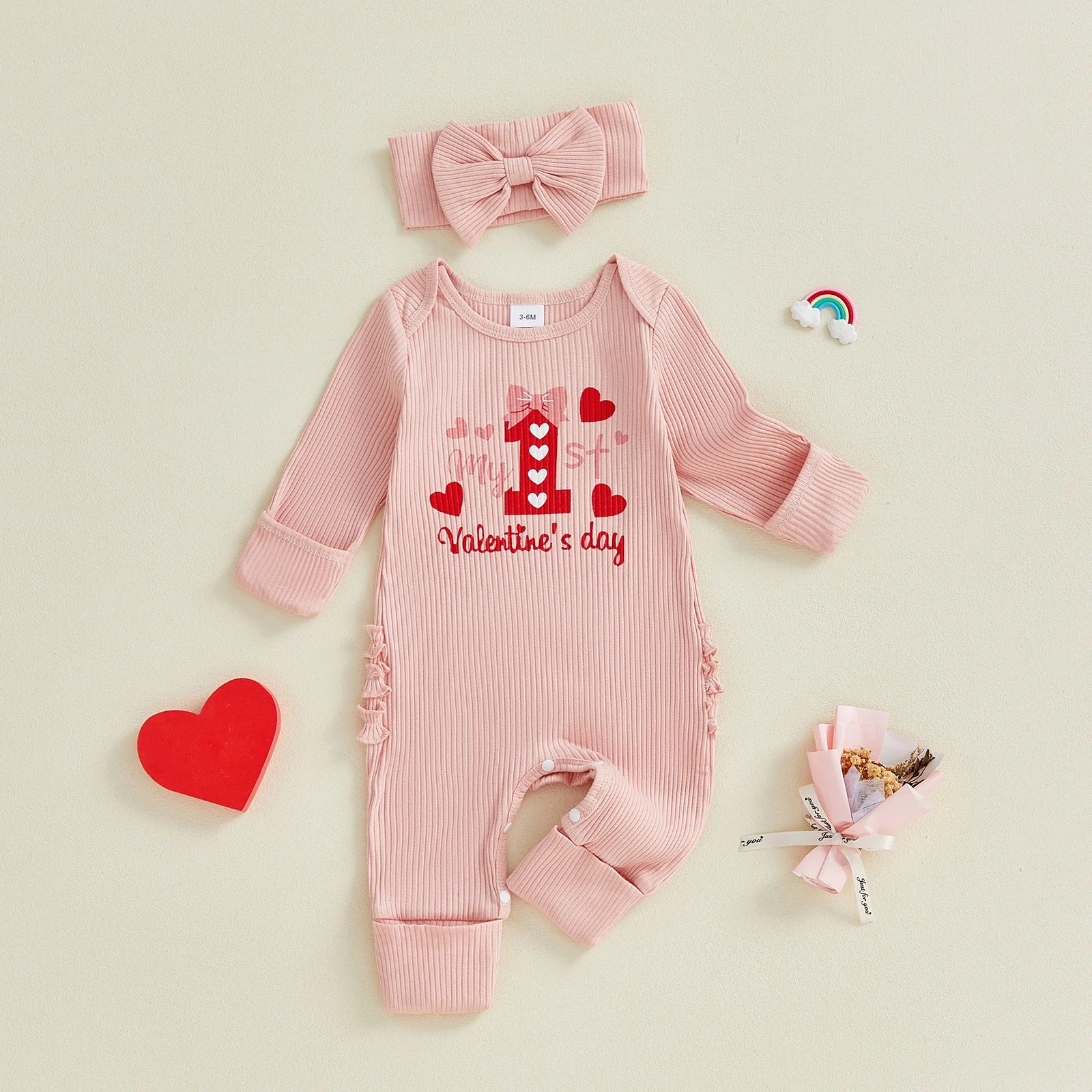 MY 1ST VALENTINE'S DAY Ruffle Jumpsuit